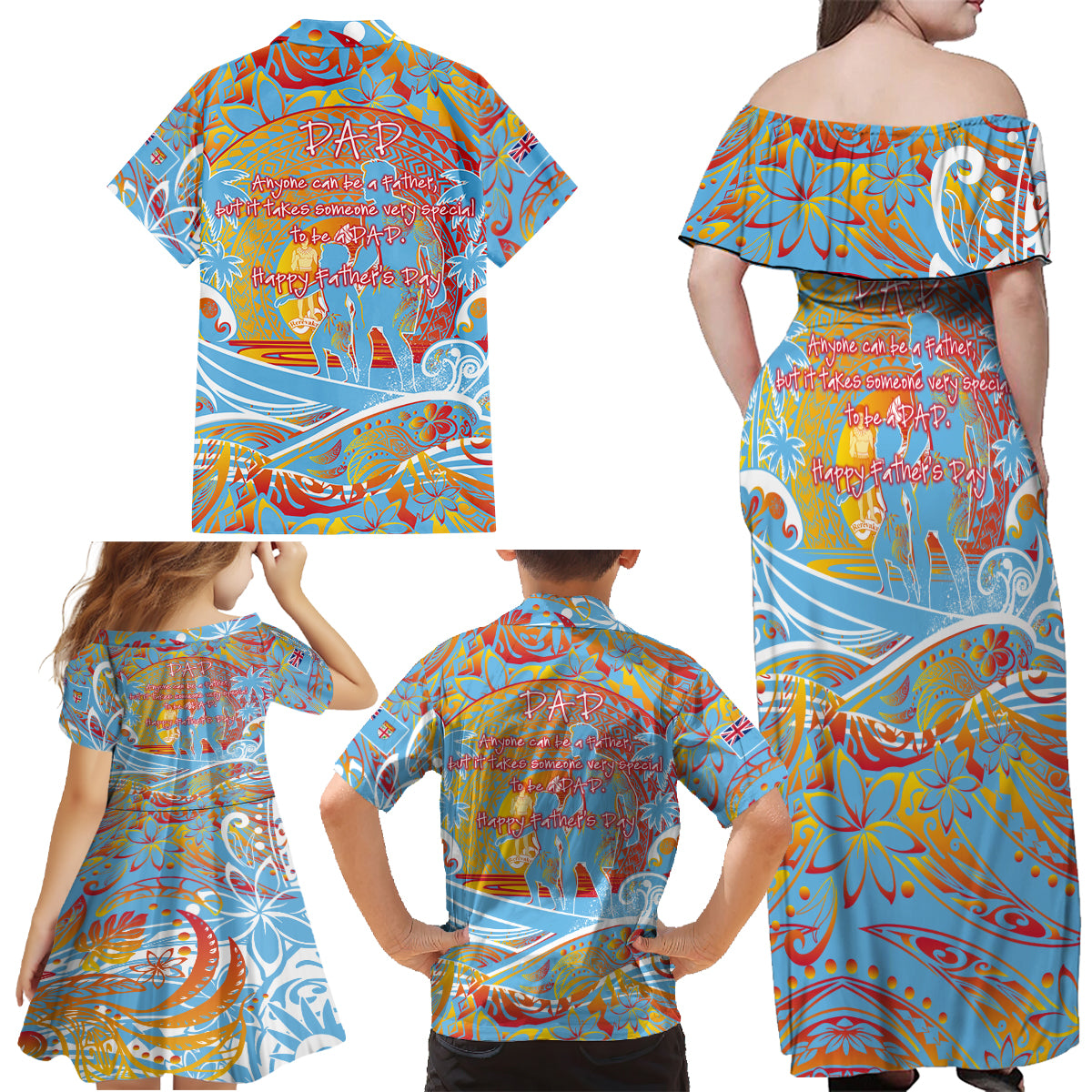 Father's Day Fiji Family Matching Off Shoulder Maxi Dress and Hawaiian Shirt Special Dad Polynesia Paradise DT02 - Polynesian Pride