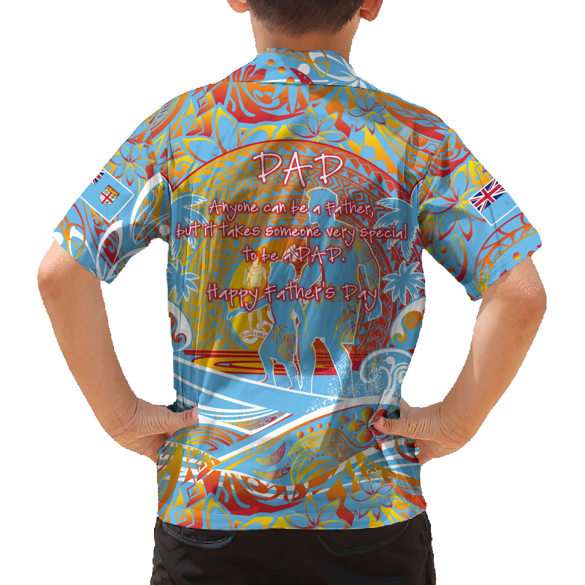 Father's Day Fiji Family Matching Off Shoulder Short Dress and Hawaiian Shirt Special Dad Polynesia Paradise DT02 - Polynesian Pride