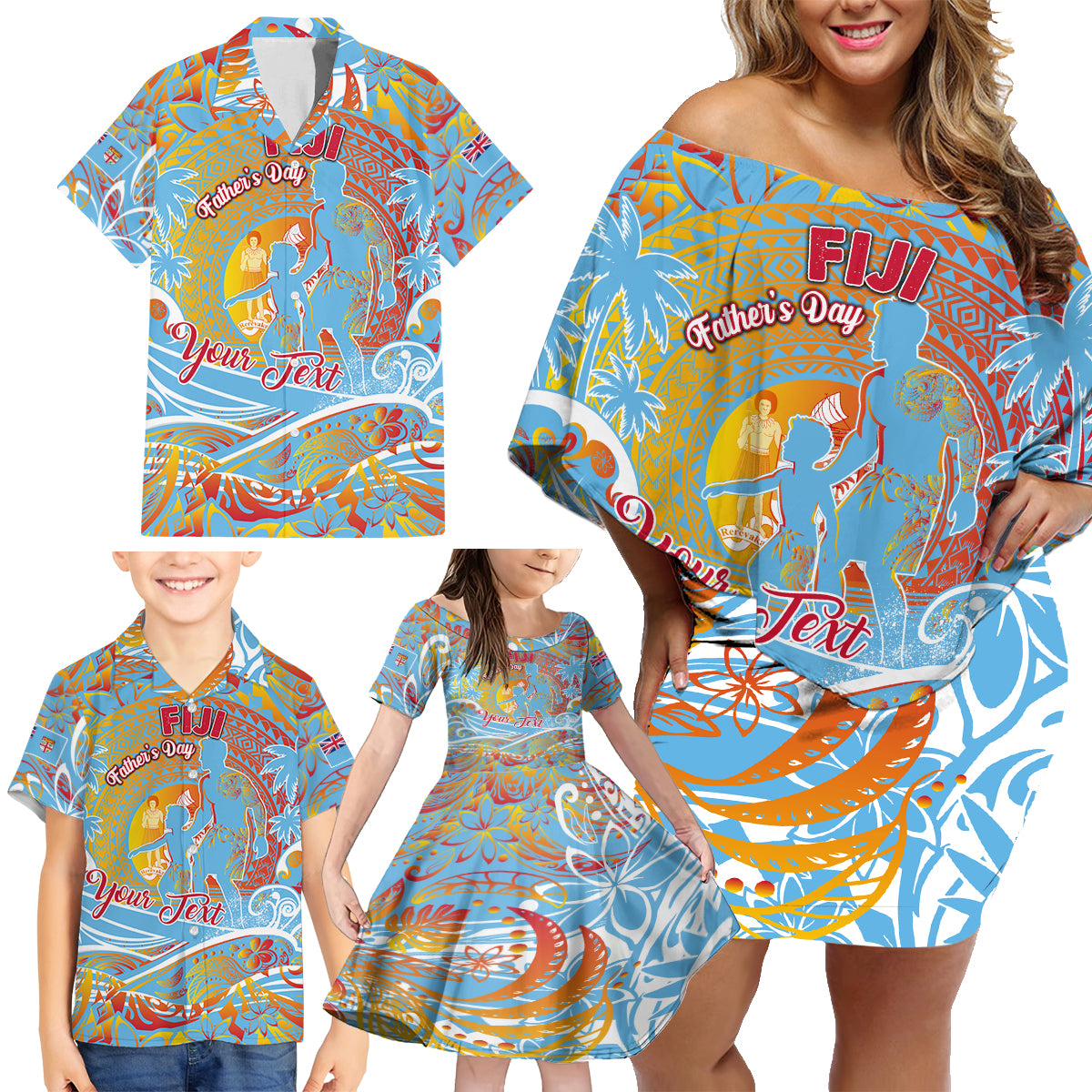 Father's Day Fiji Family Matching Off Shoulder Short Dress and Hawaiian Shirt Special Dad Polynesia Paradise DT02 - Polynesian Pride