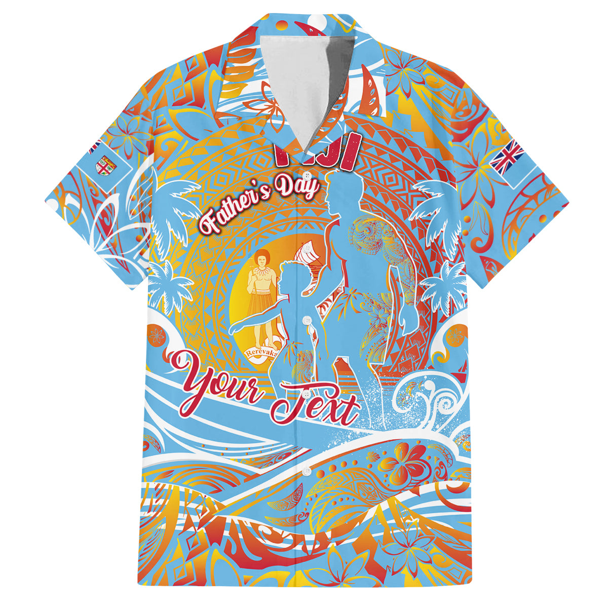Father's Day Fiji Family Matching Off Shoulder Short Dress and Hawaiian Shirt Special Dad Polynesia Paradise DT02 Dad's Shirt - Short Sleeve Red - Polynesian Pride