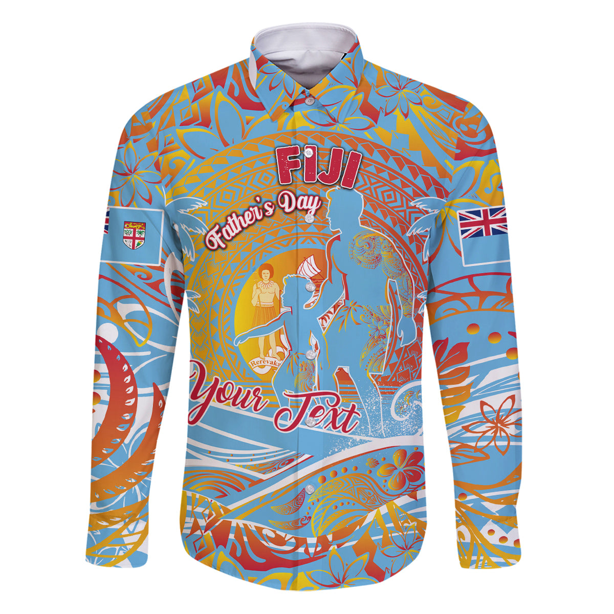 Father's Day Fiji Family Matching Puletasi and Hawaiian Shirt Special Dad Polynesia Paradise DT02 Dad's Shirt - Long Sleeve Red - Polynesian Pride
