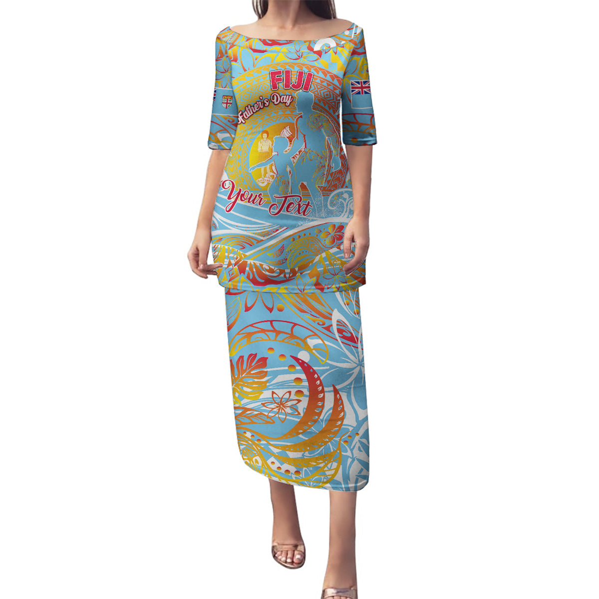 Father's Day Fiji Family Matching Puletasi and Hawaiian Shirt Special Dad Polynesia Paradise DT02 Mom's Dress Red - Polynesian Pride