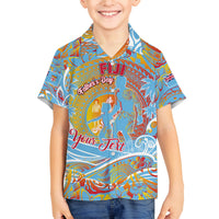 Father's Day Fiji Family Matching Puletasi and Hawaiian Shirt Special Dad Polynesia Paradise DT02 Son's Shirt Red - Polynesian Pride