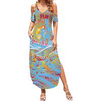 Father's Day Fiji Family Matching Summer Maxi Dress and Hawaiian Shirt Special Dad Polynesia Paradise DT02 Mom's Dress Red - Polynesian Pride