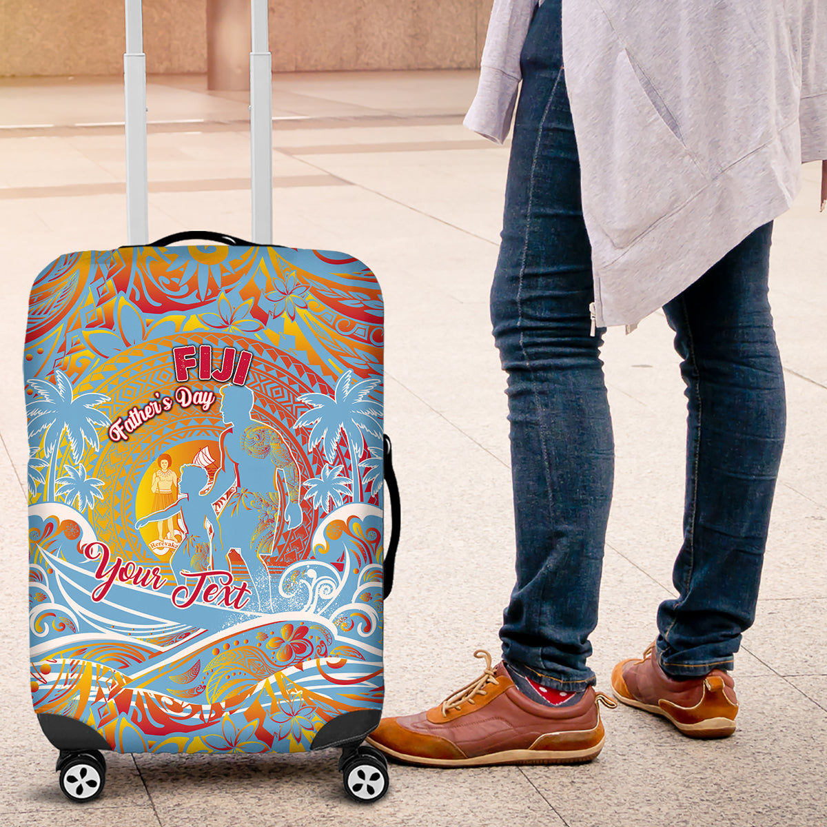 Father's Day Fiji Luggage Cover Special Dad Polynesia Paradise DT02 Red - Polynesian Pride