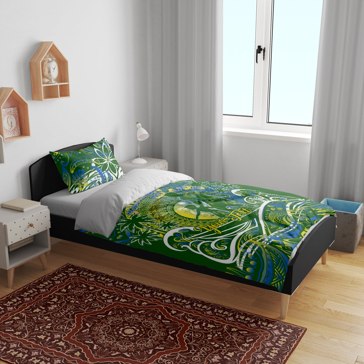 Father's Day Solomon Islands Bedding Set Special Dad Polynesia Paradise