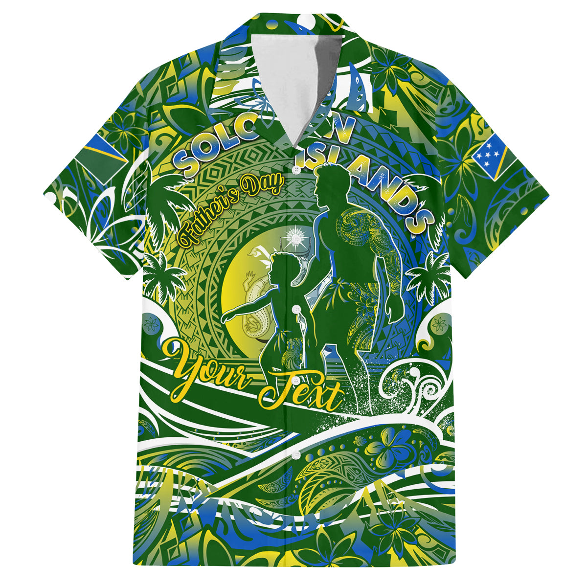 Father's Day Solomon Islands Family Matching Long Sleeve Bodycon Dress and Hawaiian Shirt Special Dad Polynesia Paradise DT02 Dad's Shirt - Short Sleeve Green - Polynesian Pride