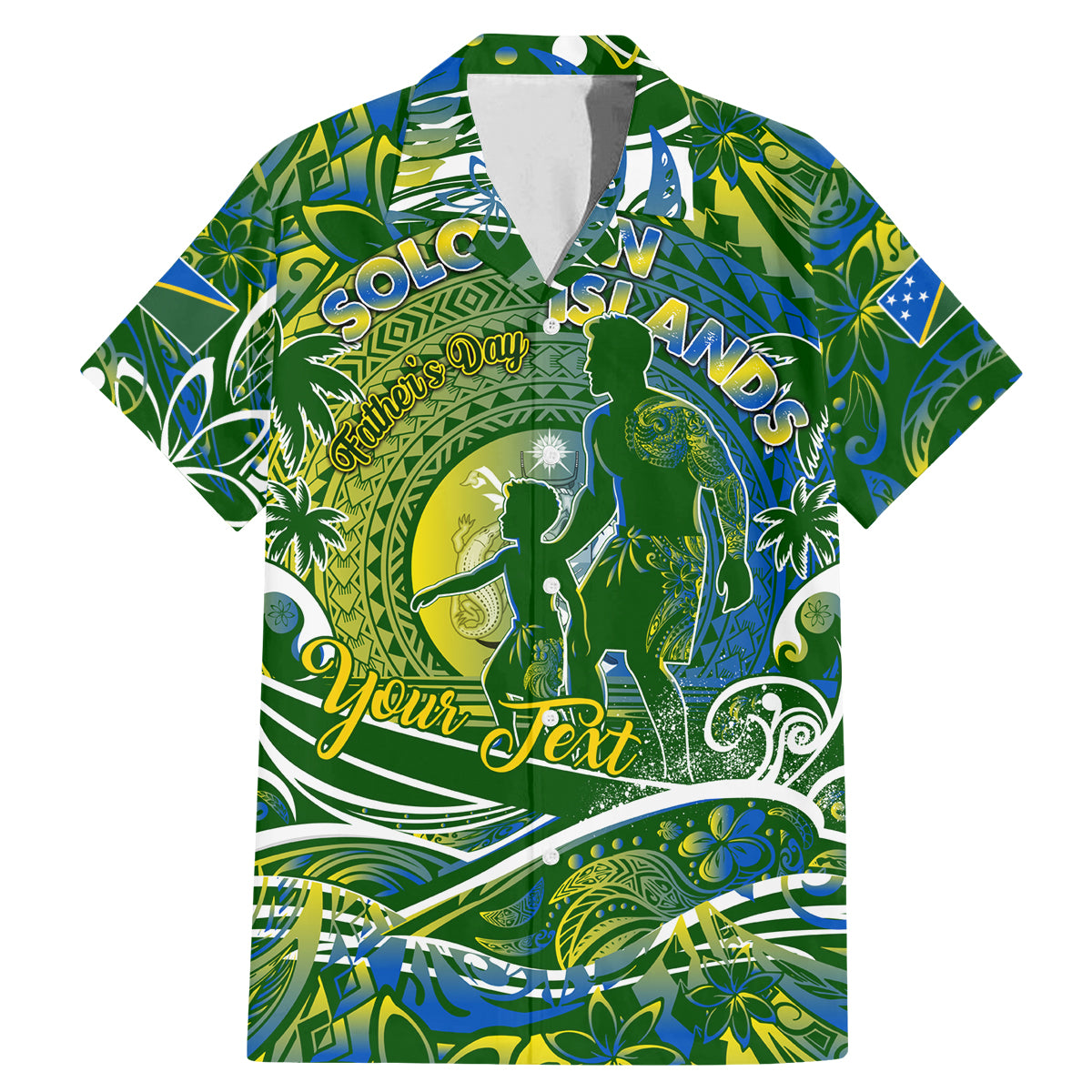 Father's Day Solomon Islands Family Matching Mermaid Dress and Hawaiian Shirt Special Dad Polynesia Paradise DT02 Dad's Shirt - Short Sleeve Green - Polynesian Pride