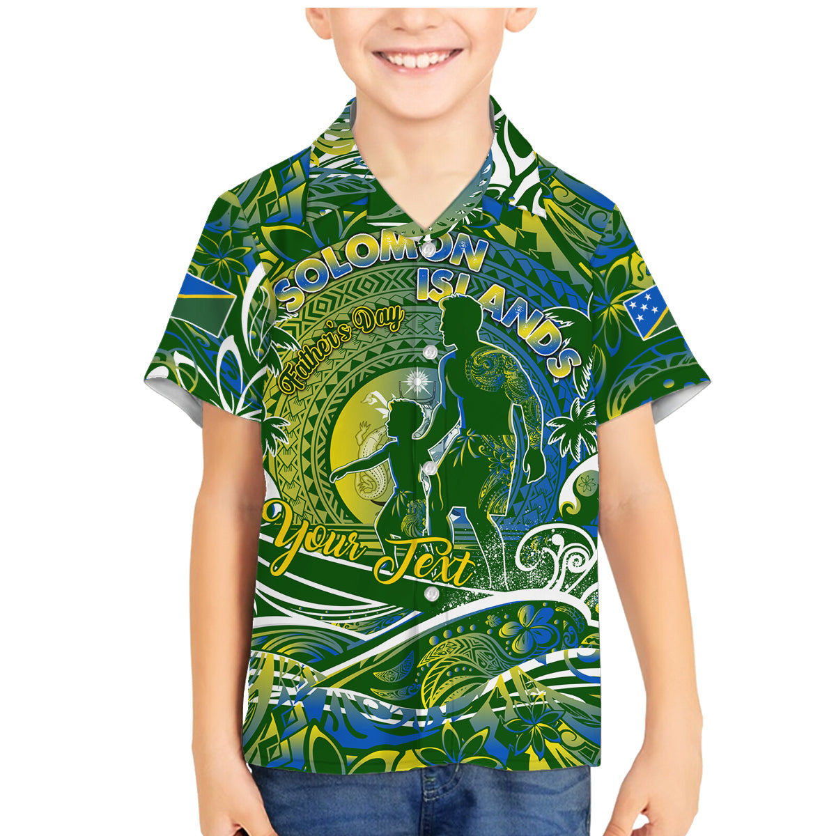 Father's Day Solomon Islands Family Matching Mermaid Dress and Hawaiian Shirt Special Dad Polynesia Paradise DT02 Son's Shirt Green - Polynesian Pride