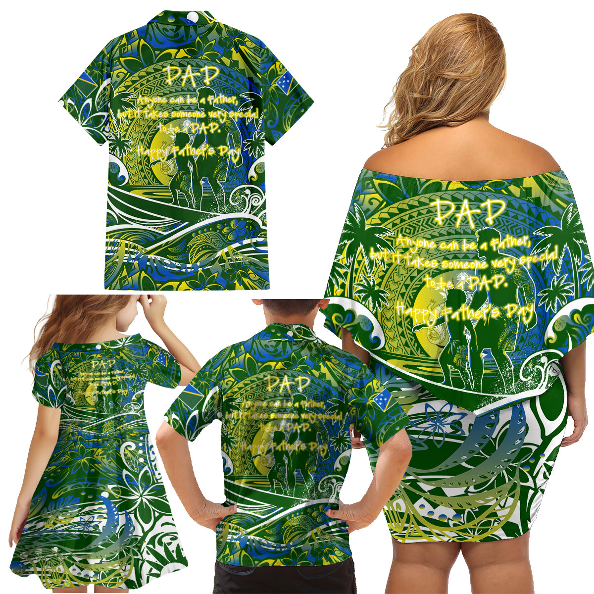 Father's Day Solomon Islands Family Matching Off Shoulder Short Dress and Hawaiian Shirt Special Dad Polynesia Paradise DT02 - Polynesian Pride