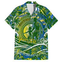 Father's Day Solomon Islands Family Matching Tank Maxi Dress and Hawaiian Shirt Special Dad Polynesia Paradise DT02 Dad's Shirt - Short Sleeve Green - Polynesian Pride