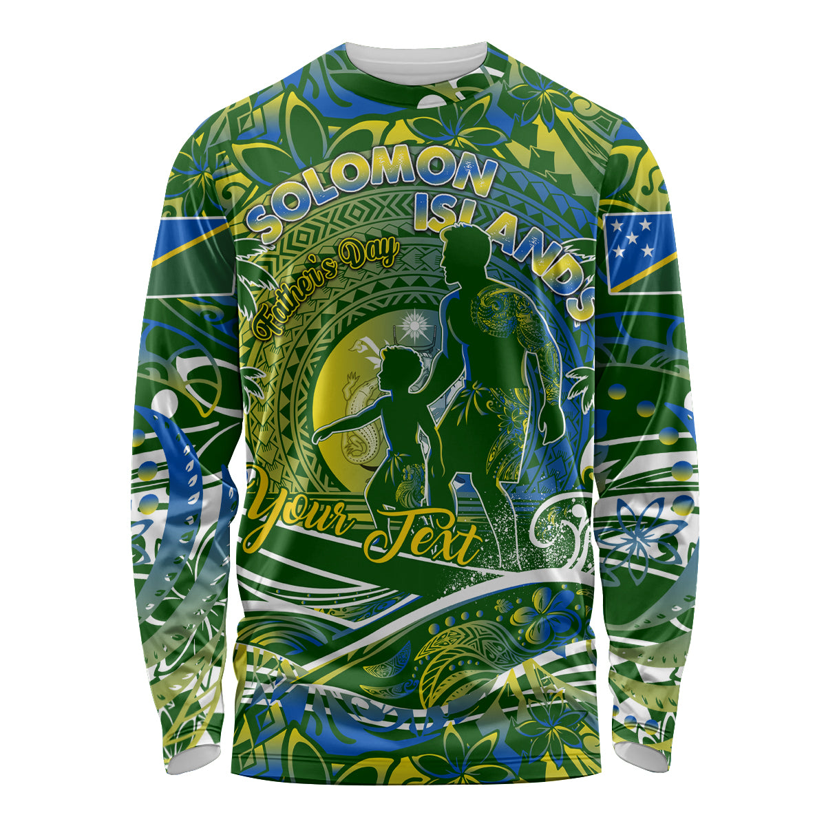 Father's Day Solomon Islands Long Sleeve Shirt Special Dad Polynesia Paradise DT02 Unisex Green - Polynesian Pride