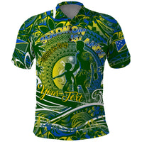 Father's Day Solomon Islands Polo Shirt Special Dad Polynesia Paradise DT02 Green - Polynesian Pride