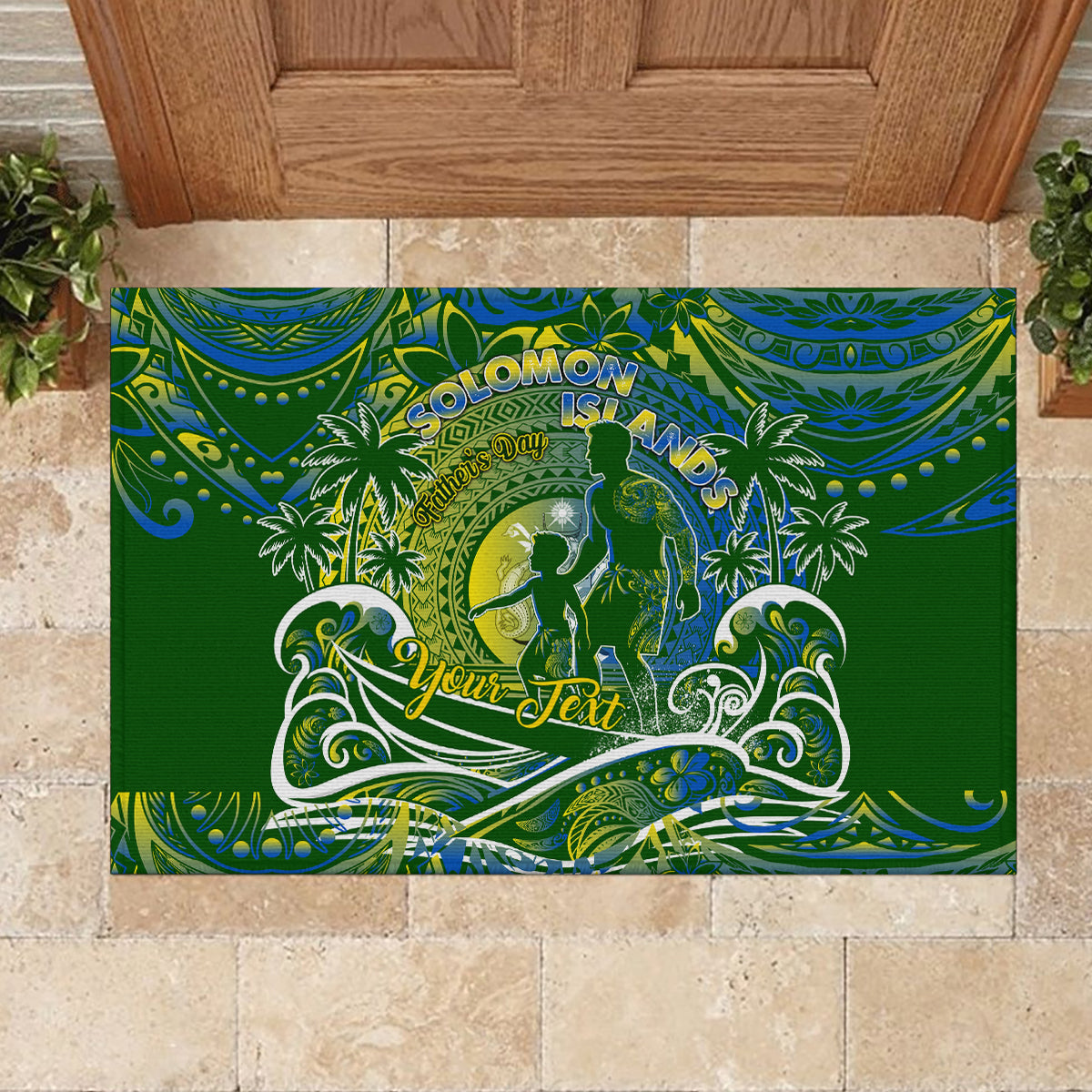 Father's Day Solomon Islands Rubber Doormat Special Dad Polynesia Paradise