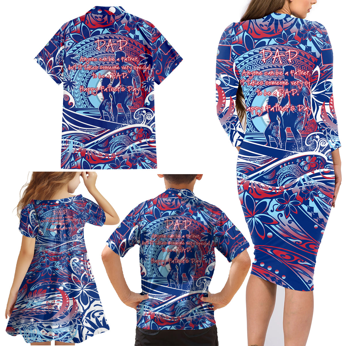 Father's Day Guam Family Matching Long Sleeve Bodycon Dress and Hawaiian Shirt Special Dad Polynesia Paradise DT02 - Polynesian Pride