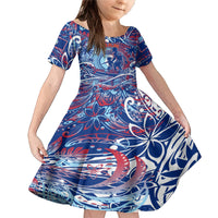 Father's Day Guam Family Matching Mermaid Dress and Hawaiian Shirt Special Dad Polynesia Paradise DT02 Daughter's Dress Blue - Polynesian Pride
