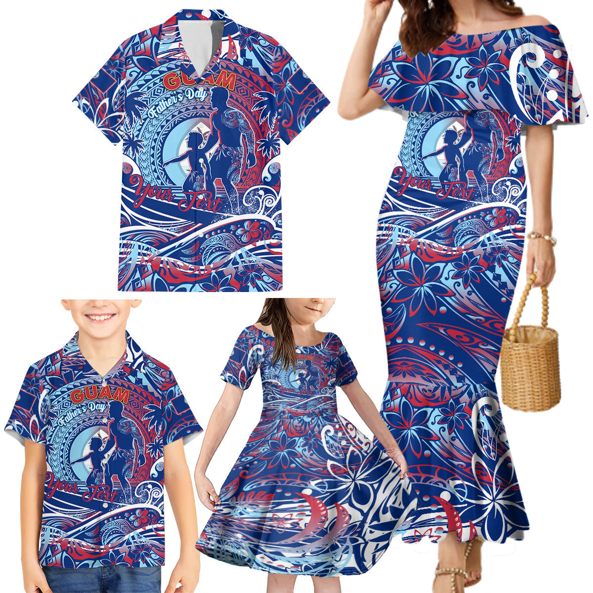 Father's Day Guam Family Matching Mermaid Dress and Hawaiian Shirt Special Dad Polynesia Paradise DT02 - Polynesian Pride