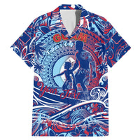 Father's Day Guam Family Matching Mermaid Dress and Hawaiian Shirt Special Dad Polynesia Paradise DT02 Dad's Shirt - Short Sleeve Blue - Polynesian Pride