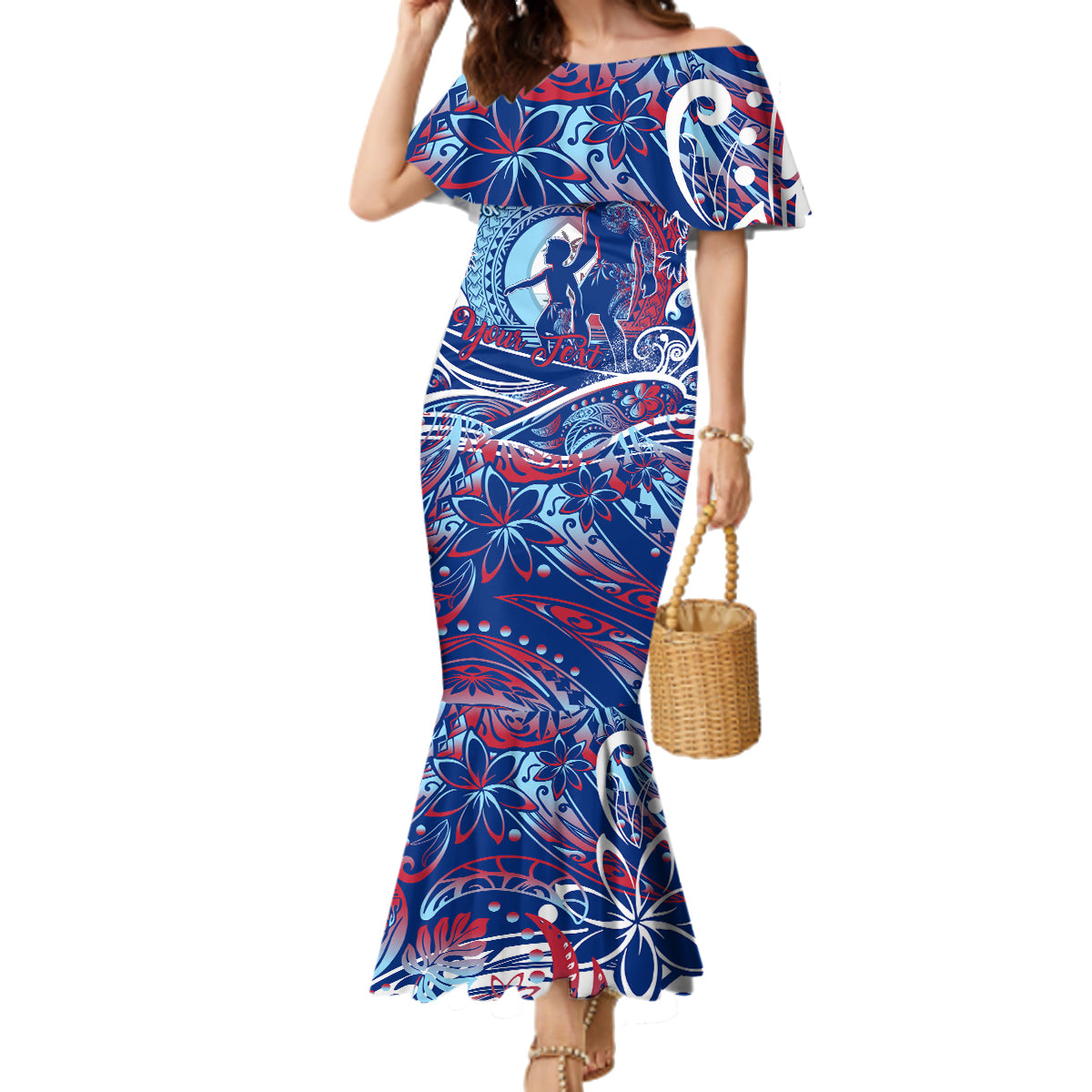 Father's Day Guam Family Matching Mermaid Dress and Hawaiian Shirt Special Dad Polynesia Paradise DT02 Mom's Dress Blue - Polynesian Pride