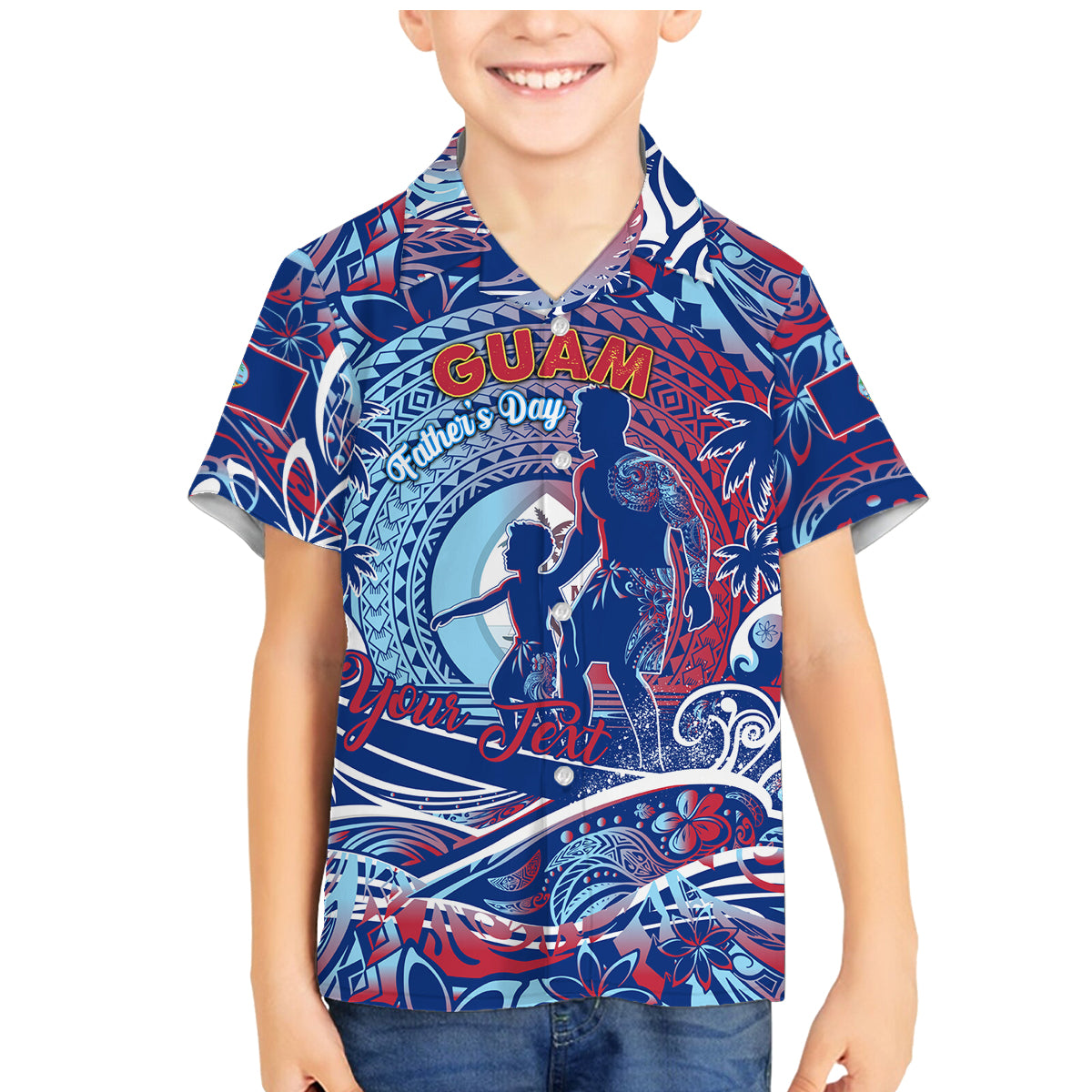 Father's Day Guam Family Matching Mermaid Dress and Hawaiian Shirt Special Dad Polynesia Paradise DT02 Son's Shirt Blue - Polynesian Pride