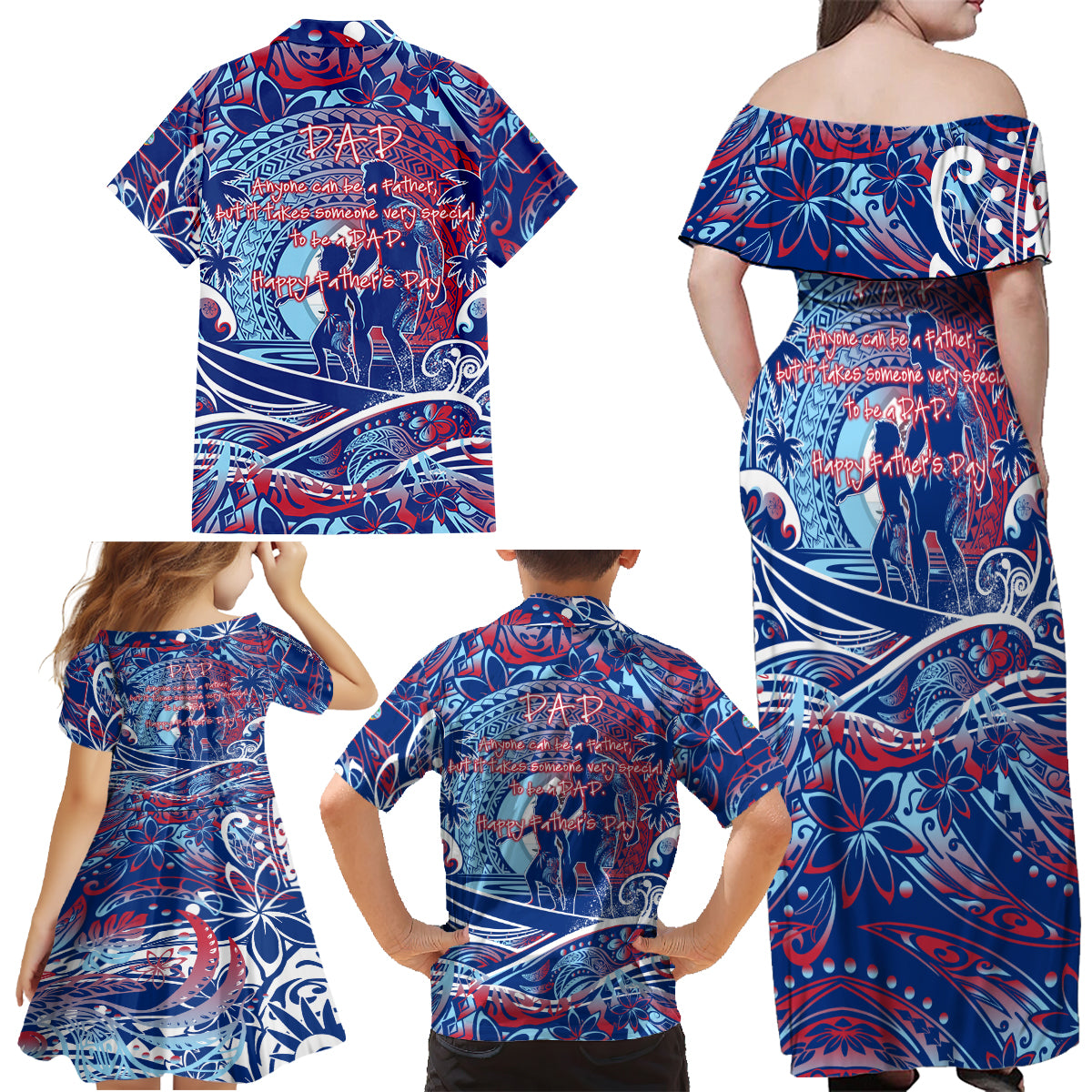 Father's Day Guam Family Matching Off Shoulder Maxi Dress and Hawaiian Shirt Special Dad Polynesia Paradise DT02 - Polynesian Pride