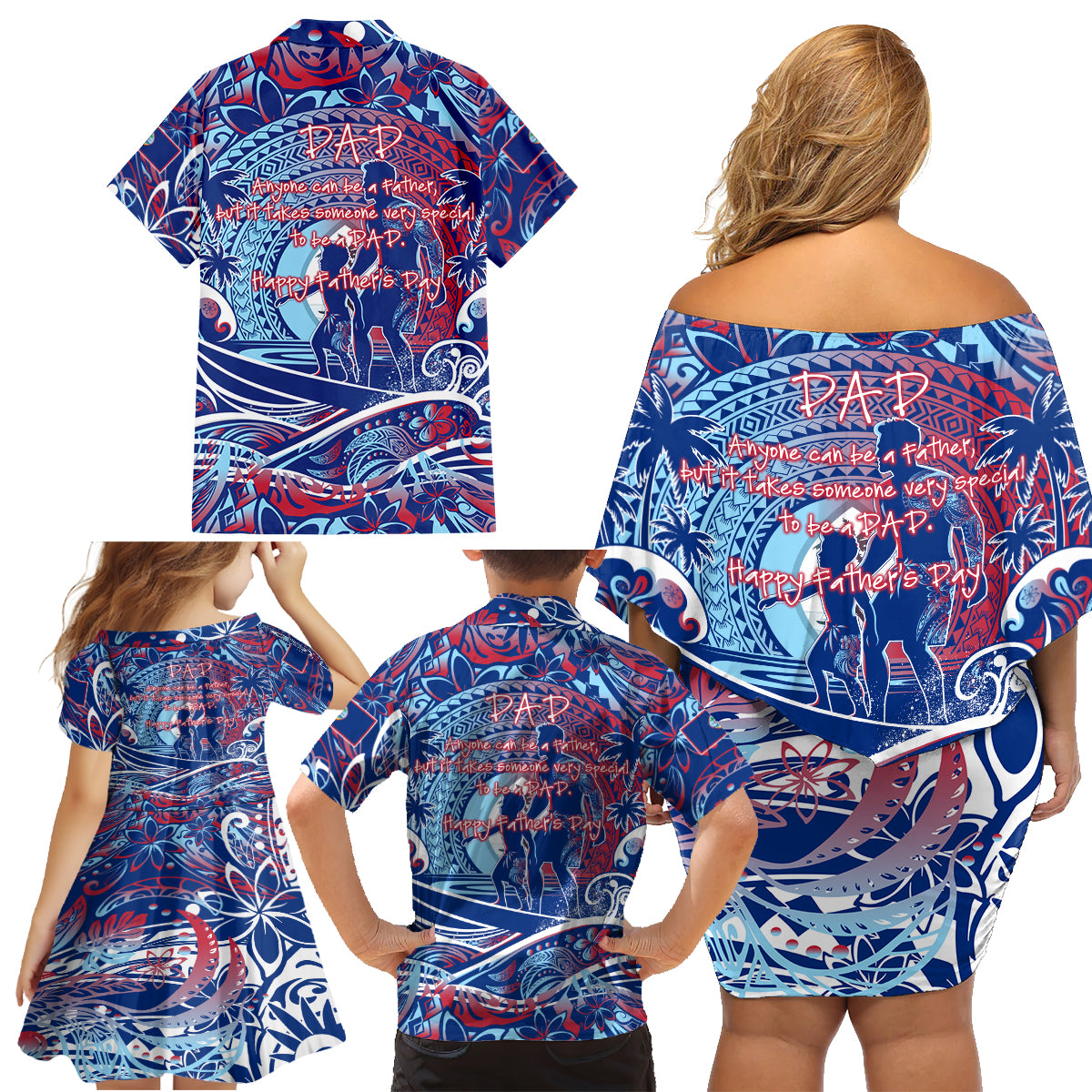 Father's Day Guam Family Matching Off Shoulder Short Dress and Hawaiian Shirt Special Dad Polynesia Paradise DT02 - Polynesian Pride