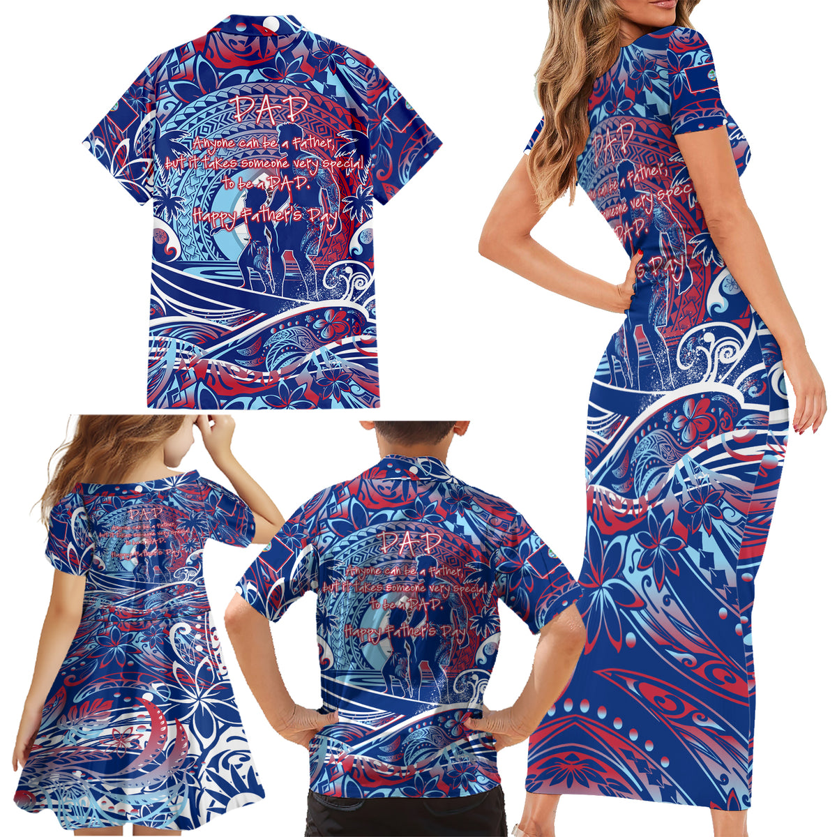 Father's Day Guam Family Matching Short Sleeve Bodycon Dress and Hawaiian Shirt Special Dad Polynesia Paradise DT02 - Polynesian Pride