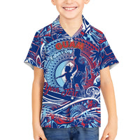 Father's Day Guam Family Matching Short Sleeve Bodycon Dress and Hawaiian Shirt Special Dad Polynesia Paradise DT02 Son's Shirt Blue - Polynesian Pride