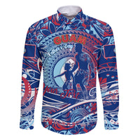 Father's Day Guam Family Matching Summer Maxi Dress and Hawaiian Shirt Special Dad Polynesia Paradise DT02 Dad's Shirt - Long Sleeve Blue - Polynesian Pride