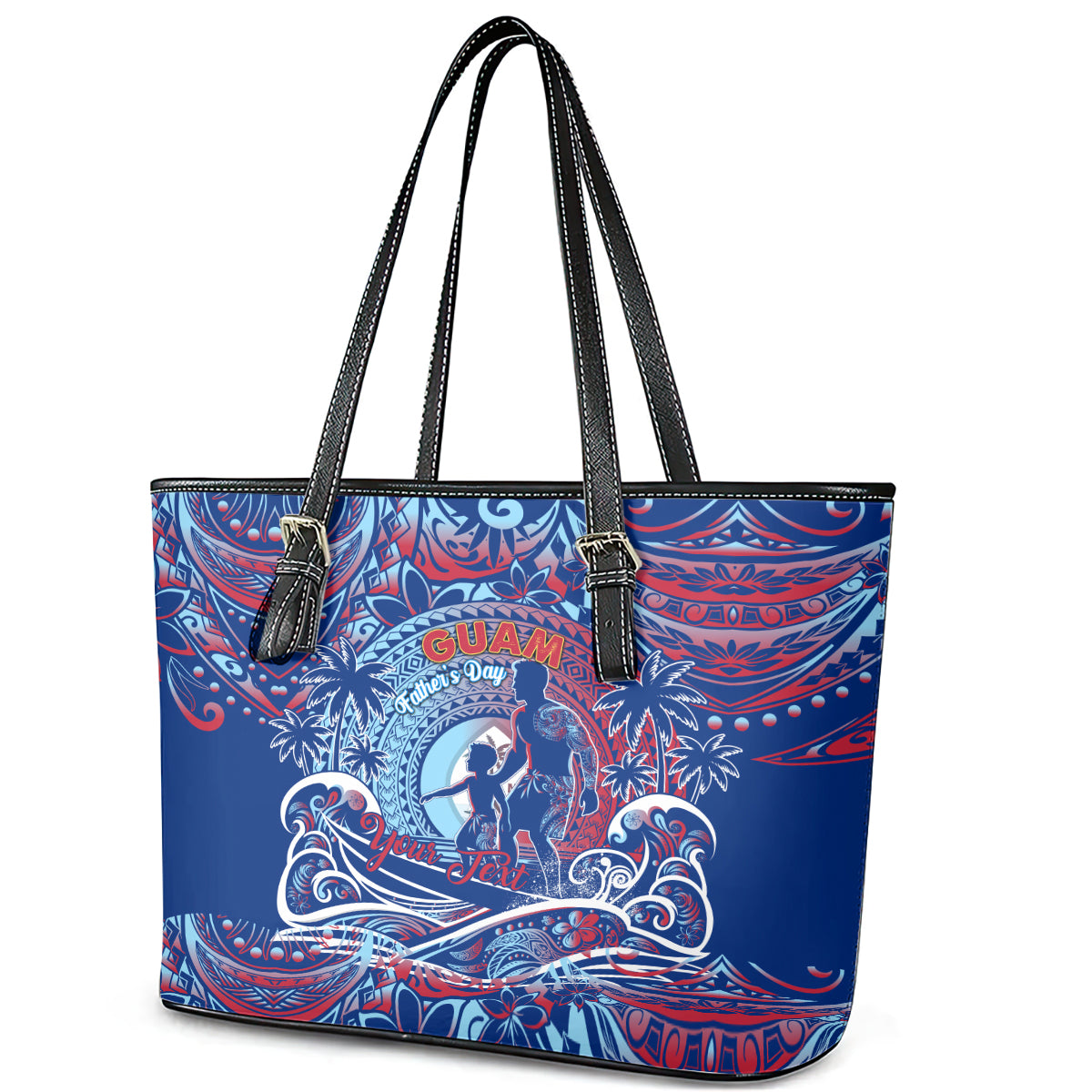 Father's Day Guam Leather Tote Bag Special Dad Polynesia Paradise