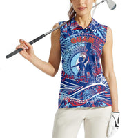 Father's Day Guam Women Sleeveless Polo Shirt Special Dad Polynesia Paradise