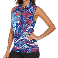 Father's Day Guam Women Sleeveless Polo Shirt Special Dad Polynesia Paradise