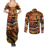Father's Day Marquesas Islands Couples Matching Summer Maxi Dress and Long Sleeve Button Shirt Special Dad Polynesia Paradise DT02 - Polynesian Pride