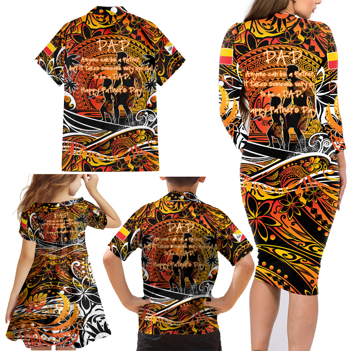 Father's Day Marquesas Islands Family Matching Long Sleeve Bodycon Dress and Hawaiian Shirt Special Dad Polynesia Paradise DT02 - Polynesian Pride