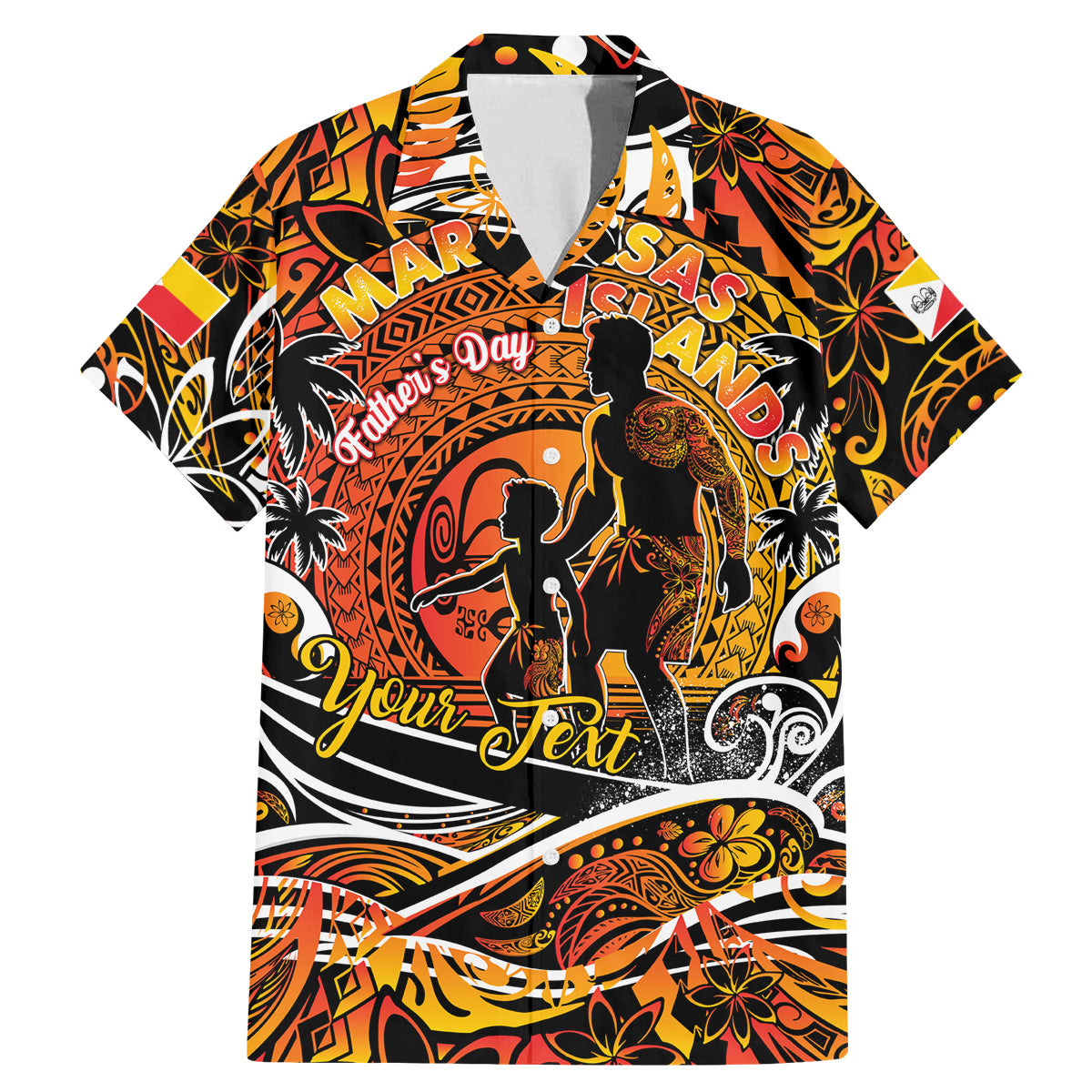 Father's Day Marquesas Islands Family Matching Mermaid Dress and Hawaiian Shirt Special Dad Polynesia Paradise DT02 Dad's Shirt - Short Sleeve Orange - Polynesian Pride