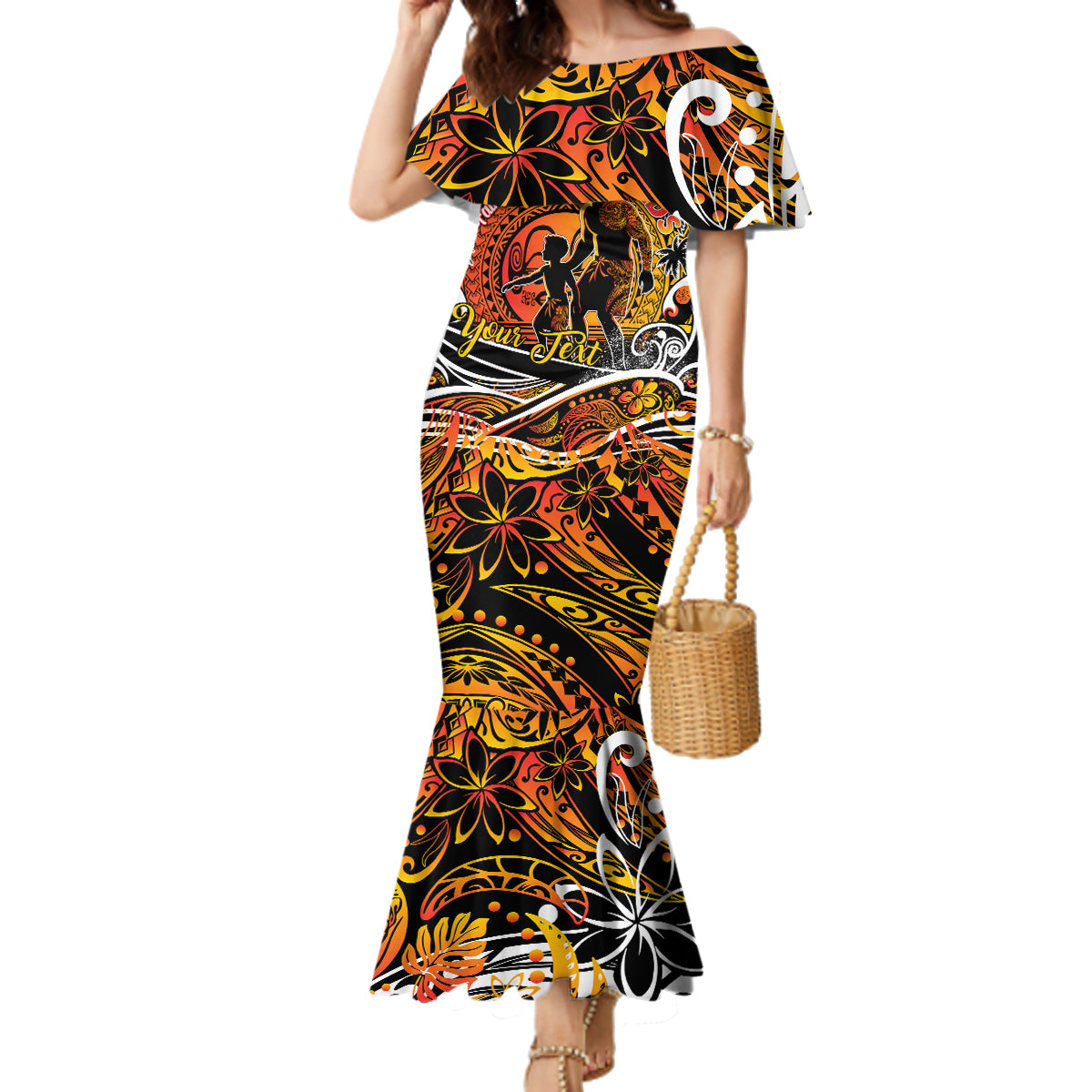 Father's Day Marquesas Islands Family Matching Mermaid Dress and Hawaiian Shirt Special Dad Polynesia Paradise DT02 Mom's Dress Orange - Polynesian Pride
