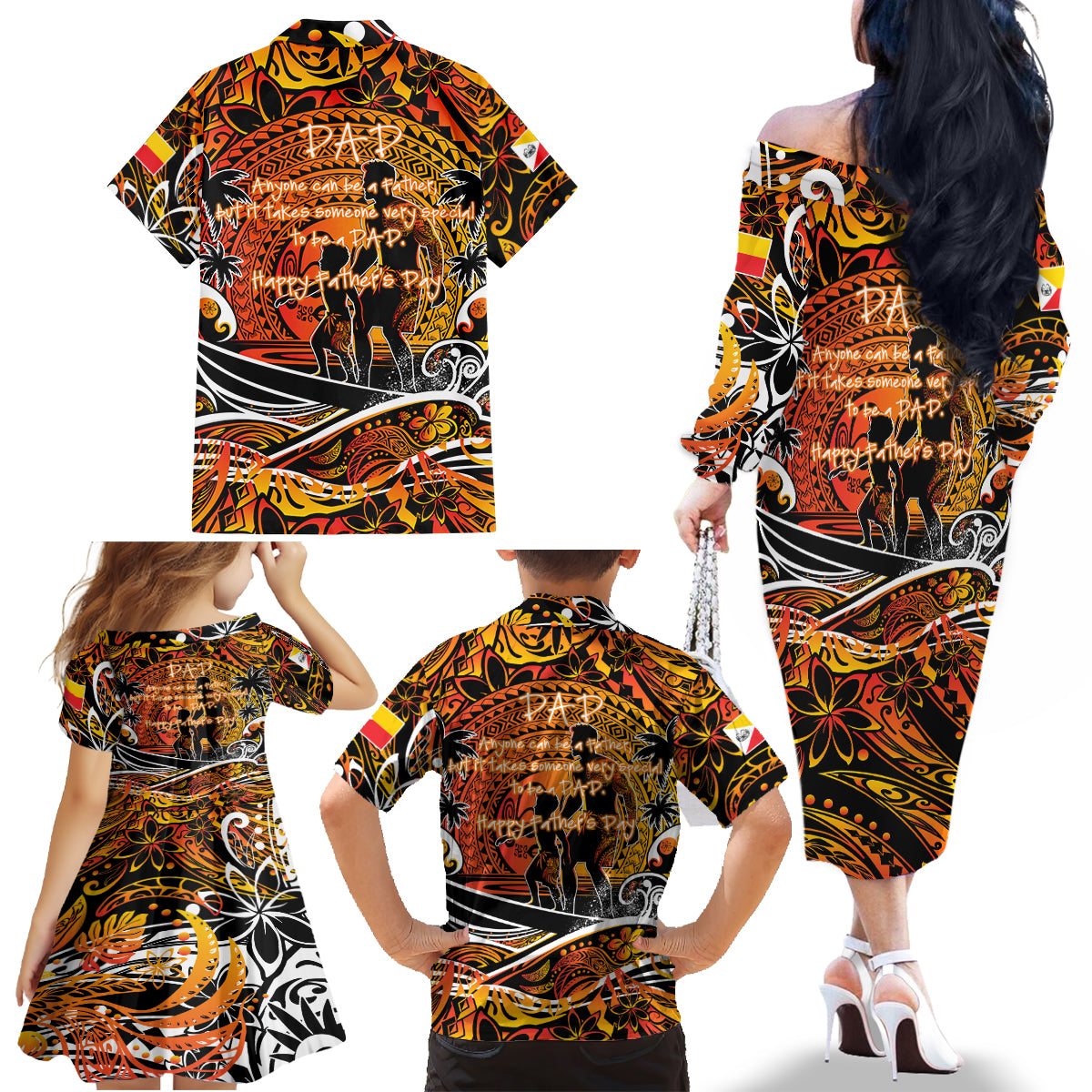 Father's Day Marquesas Islands Family Matching Off The Shoulder Long Sleeve Dress and Hawaiian Shirt Special Dad Polynesia Paradise DT02 - Polynesian Pride