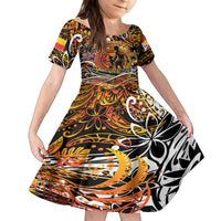 Father's Day Marquesas Islands Family Matching Off Shoulder Maxi Dress and Hawaiian Shirt Special Dad Polynesia Paradise DT02 Daughter's Dress Orange - Polynesian Pride