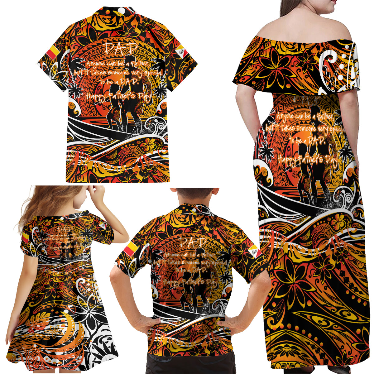 Father's Day Marquesas Islands Family Matching Off Shoulder Maxi Dress and Hawaiian Shirt Special Dad Polynesia Paradise DT02 - Polynesian Pride
