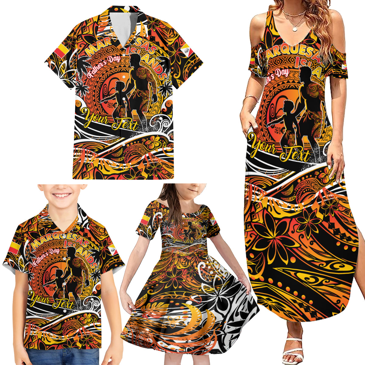 Father's Day Marquesas Islands Family Matching Summer Maxi Dress and Hawaiian Shirt Special Dad Polynesia Paradise DT02 - Polynesian Pride