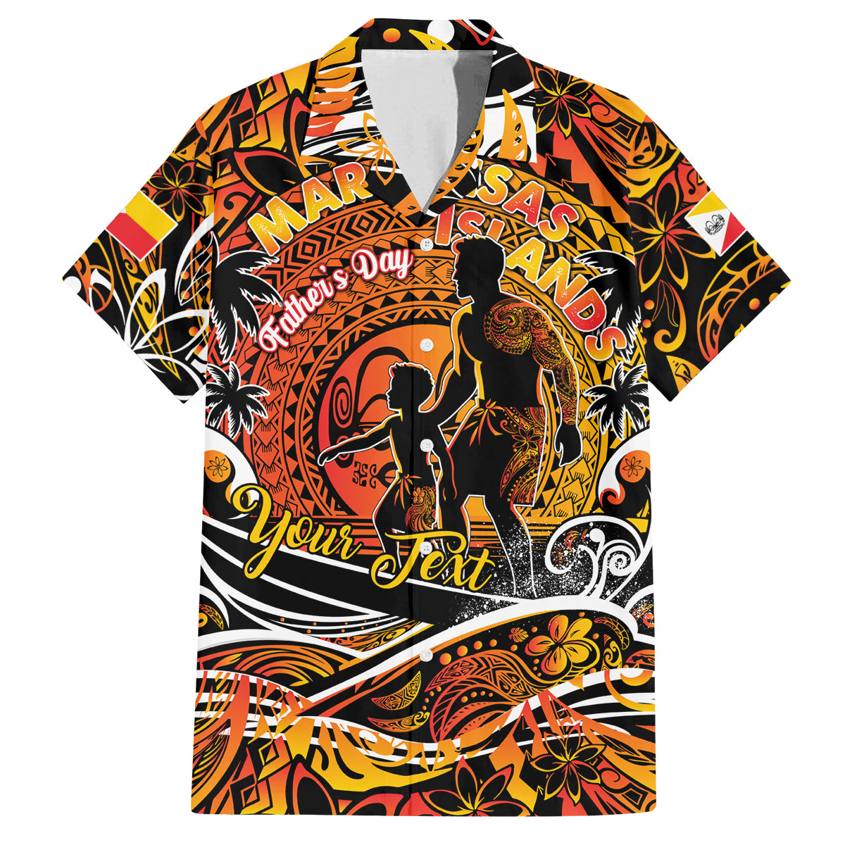 Father's Day Marquesas Islands Family Matching Summer Maxi Dress and Hawaiian Shirt Special Dad Polynesia Paradise DT02 Dad's Shirt - Short Sleeve Orange - Polynesian Pride
