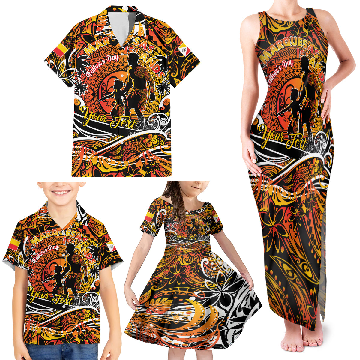 Father's Day Marquesas Islands Family Matching Tank Maxi Dress and Hawaiian Shirt Special Dad Polynesia Paradise DT02 - Polynesian Pride