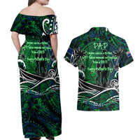 Father's Day New Zealand Couples Matching Off Shoulder Maxi Dress and Hawaiian Shirt Special Dad Polynesia Paradise DT02 - Polynesian Pride