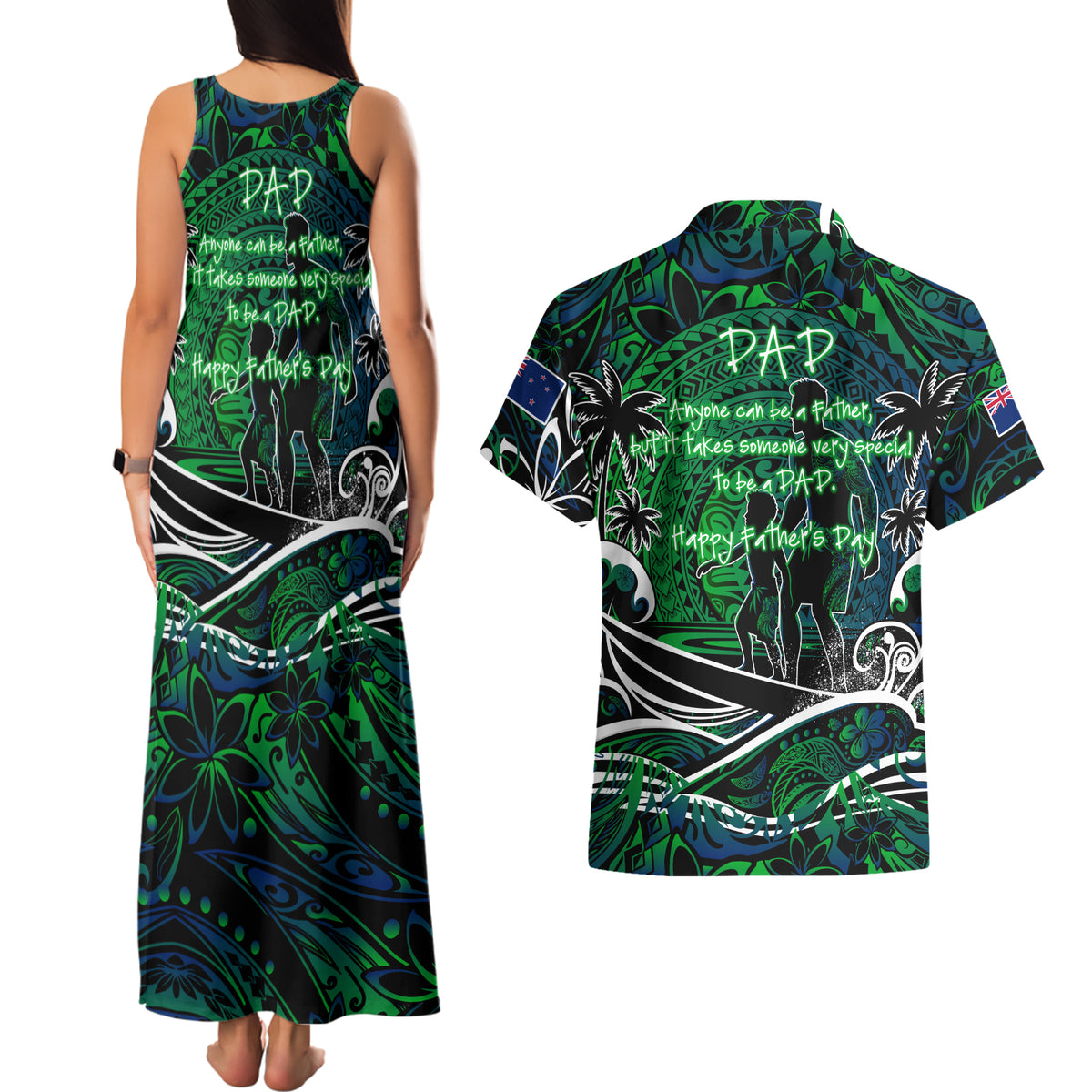 Father's Day New Zealand Couples Matching Tank Maxi Dress and Hawaiian Shirt Special Dad Polynesia Paradise DT02 - Polynesian Pride