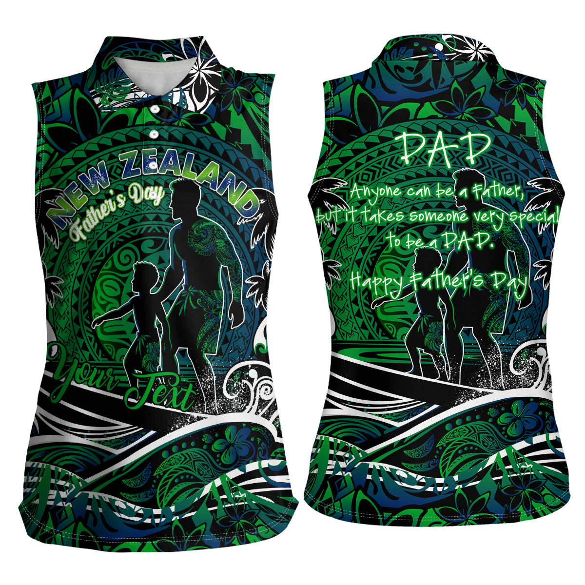 Father's Day New Zealand Women Sleeveless Polo Shirt Special Dad Polynesia Paradise DT02 - Polynesian Pride