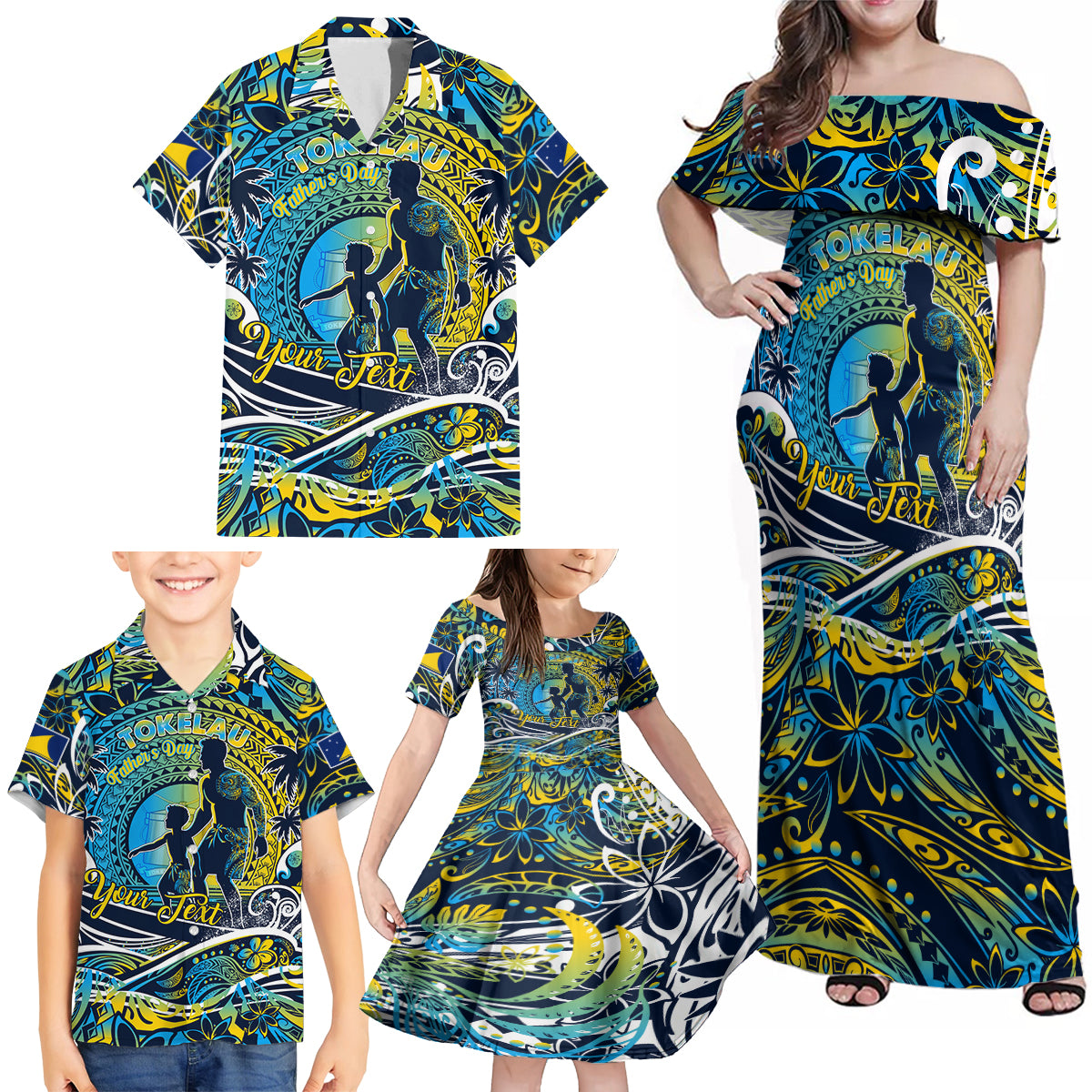 Father's Day Tokelau Family Matching Off Shoulder Maxi Dress and Hawaiian Shirt Special Dad Polynesia Paradise DT02 - Polynesian Pride