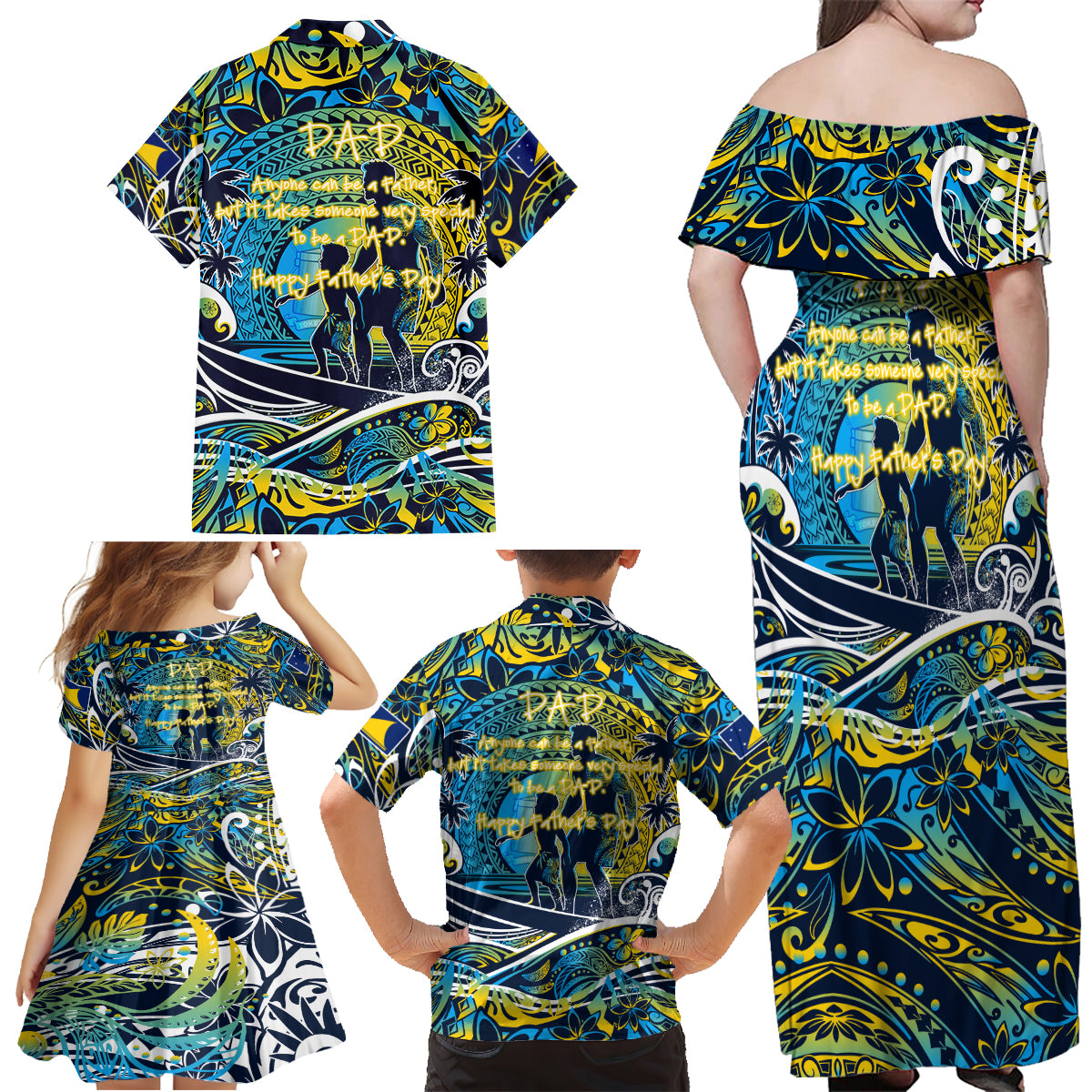 Father's Day Tokelau Family Matching Off Shoulder Maxi Dress and Hawaiian Shirt Special Dad Polynesia Paradise DT02 - Polynesian Pride