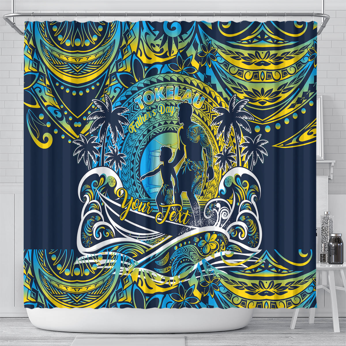 Father's Day Tokelau Shower Curtain Special Dad Polynesia Paradise
