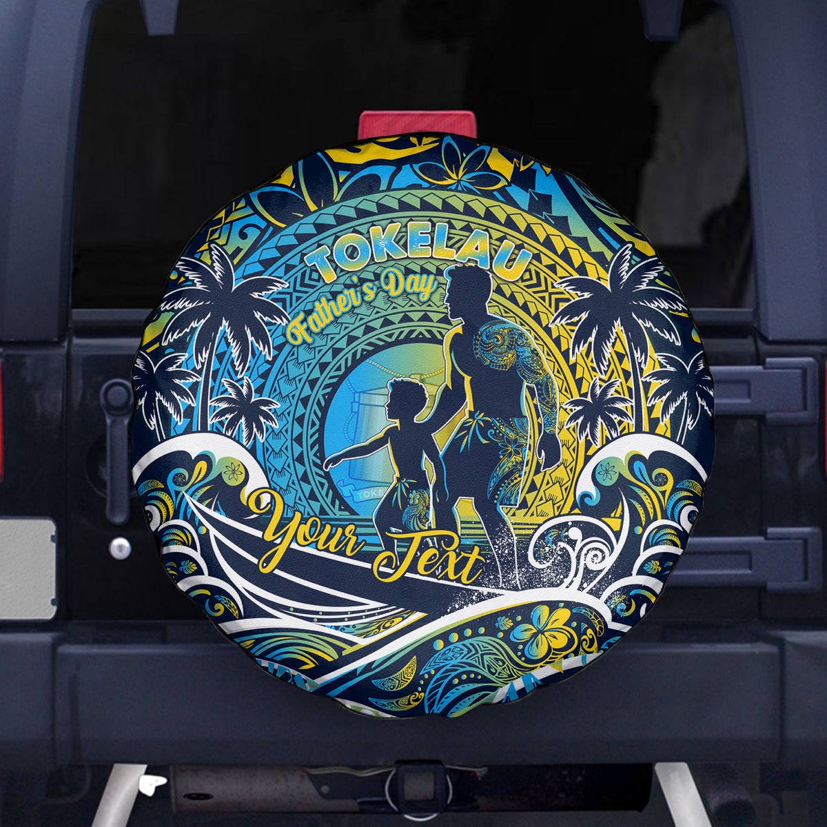 Father's Day Tokelau Spare Tire Cover Special Dad Polynesia Paradise