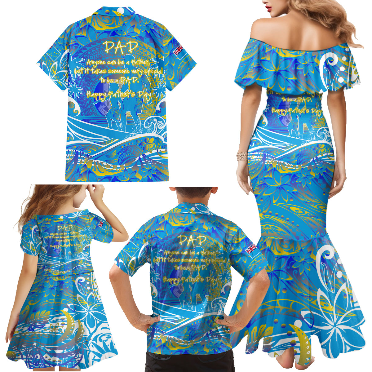 Father's Day Tuvalu Family Matching Mermaid Dress and Hawaiian Shirt Special Dad Polynesia Paradise DT02 - Polynesian Pride